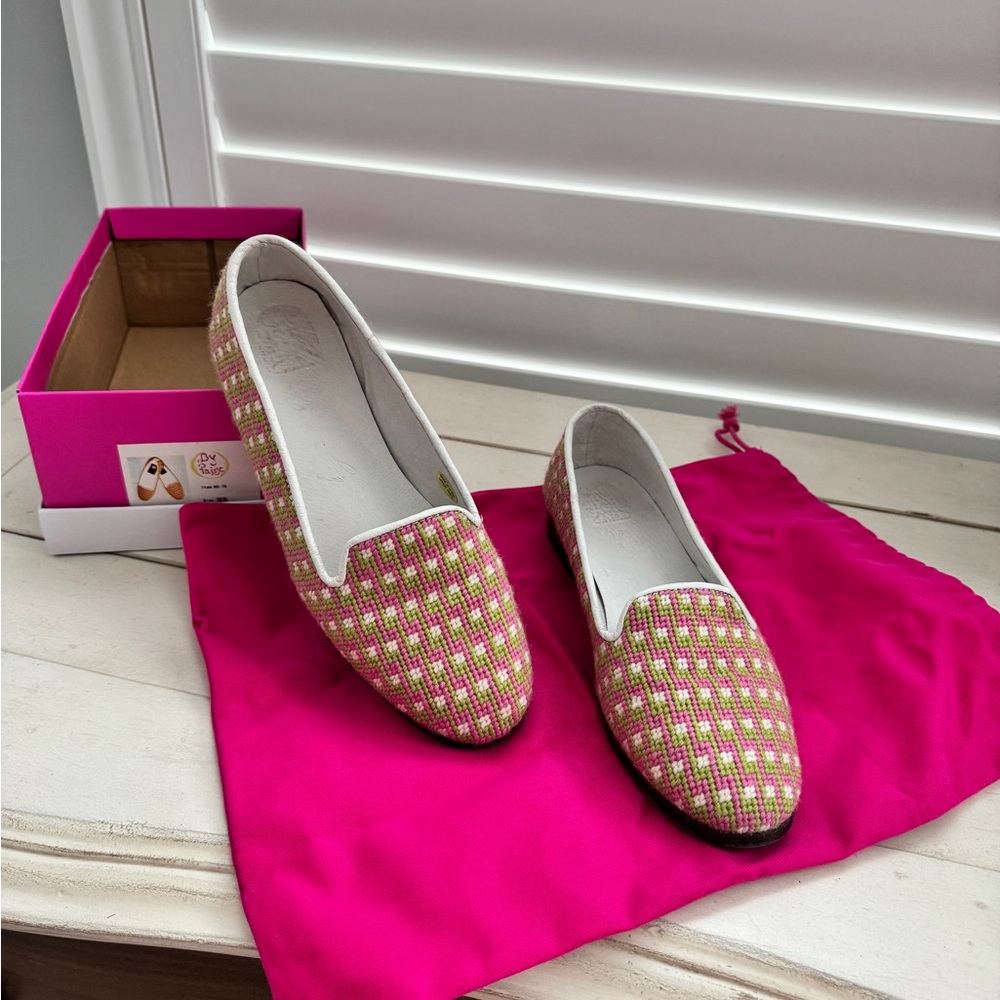 PAIGE Pink and White Checkered Loafers